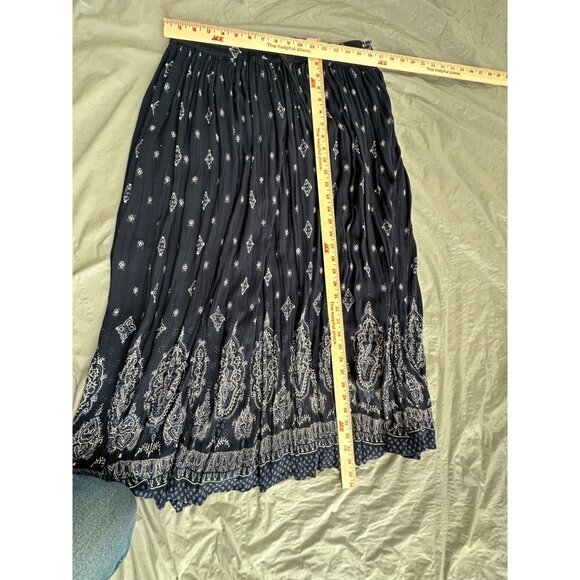 Take two Womens Blue Skirt Large vintage maxi elastic‎ waist pull on rayon - Picture 8 of 8